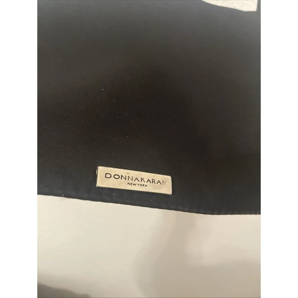 Donna Karan New York Canvas Black Crossbody Bag, Snap Closure Classic Stain